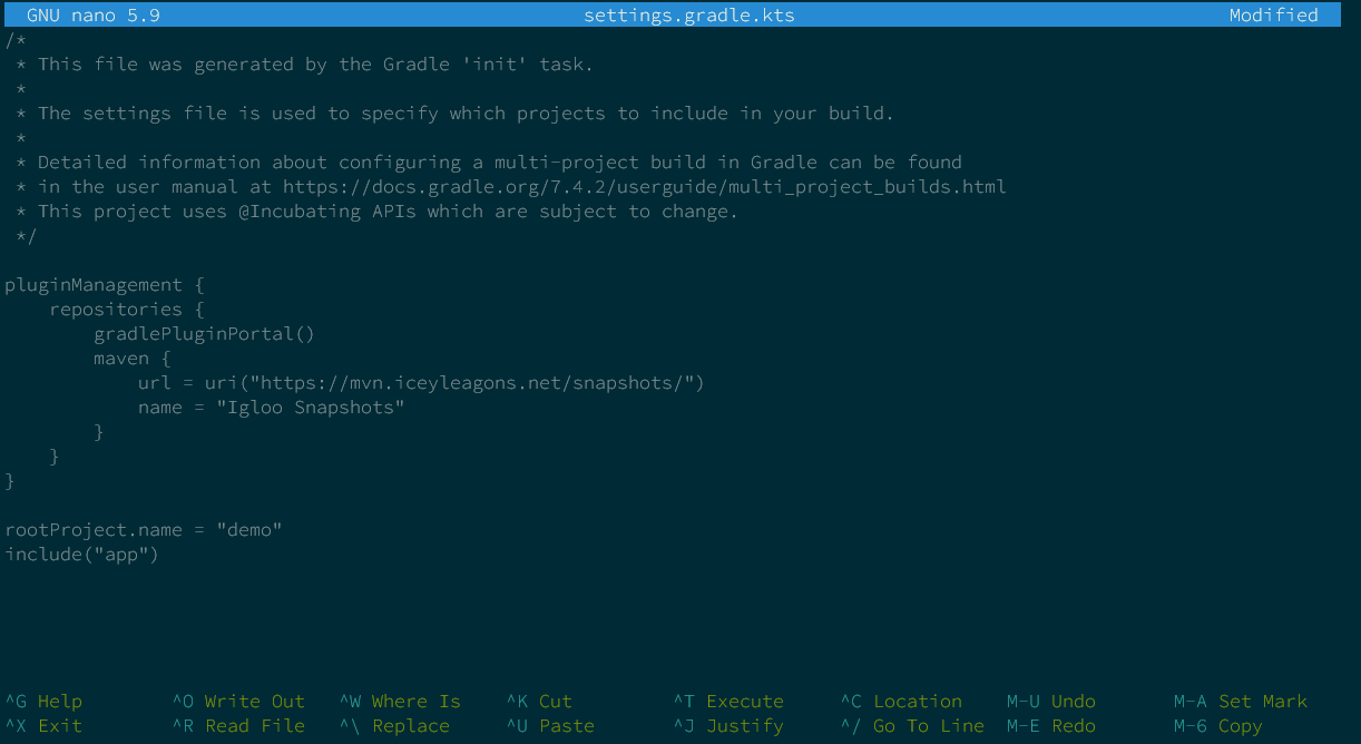 Example settings.gradle.kts